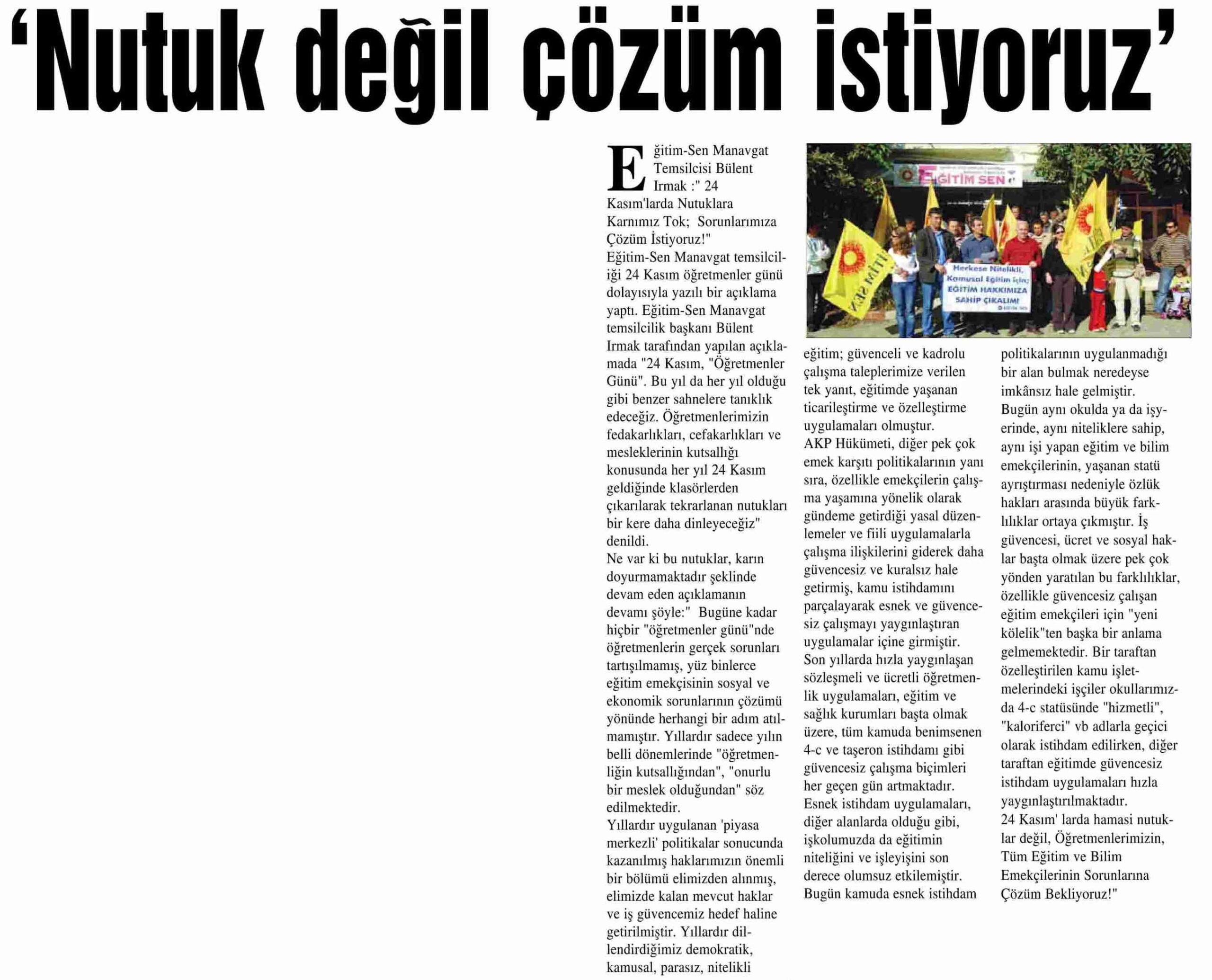Nutuk Değil Çözüm İstiyoruz - Manavgatın Sesi