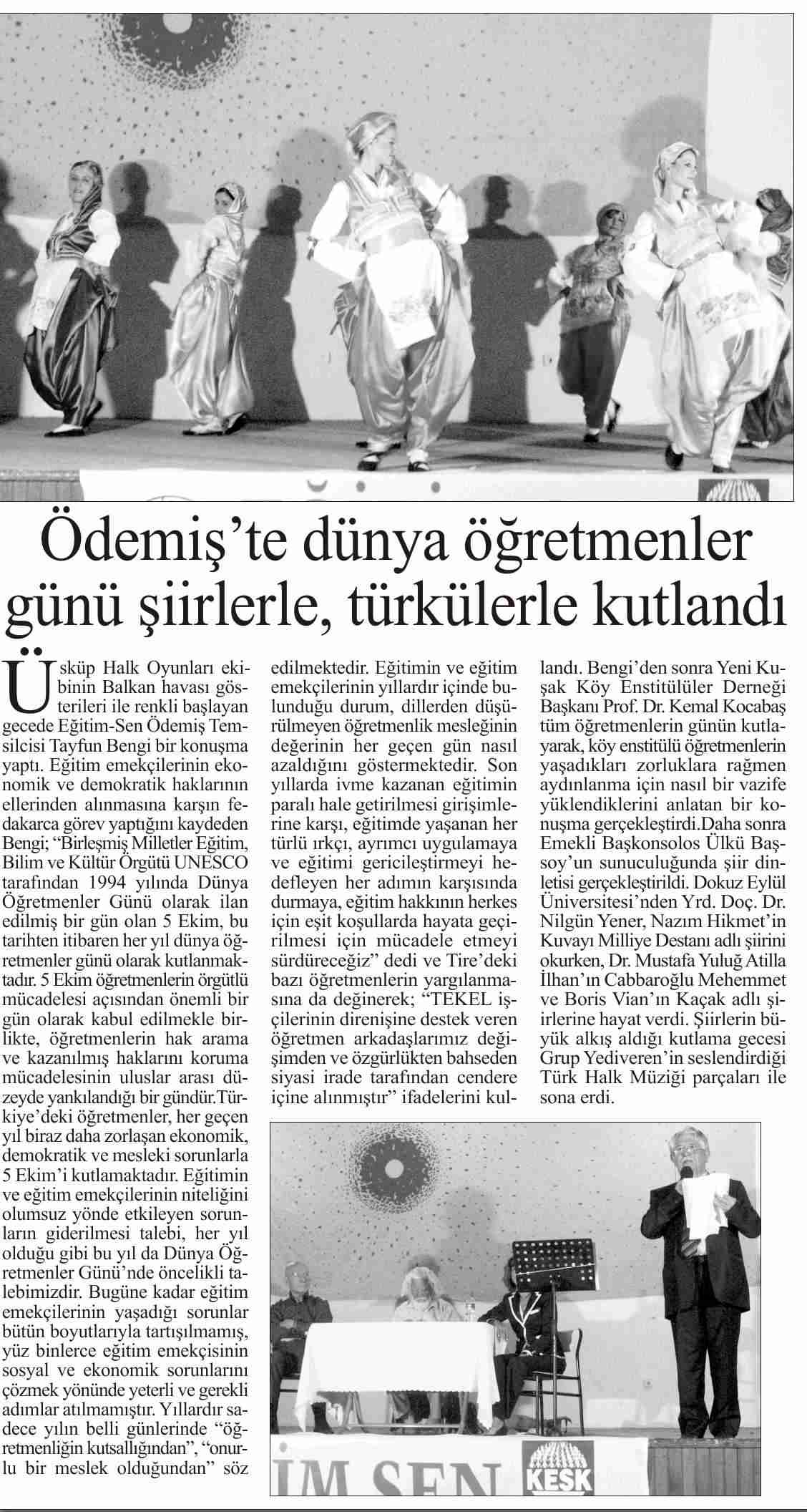 Ödemiş'te Öğretmenler Günü Şiirlerle Türkülerle Kutlandı - Ege de Bugün