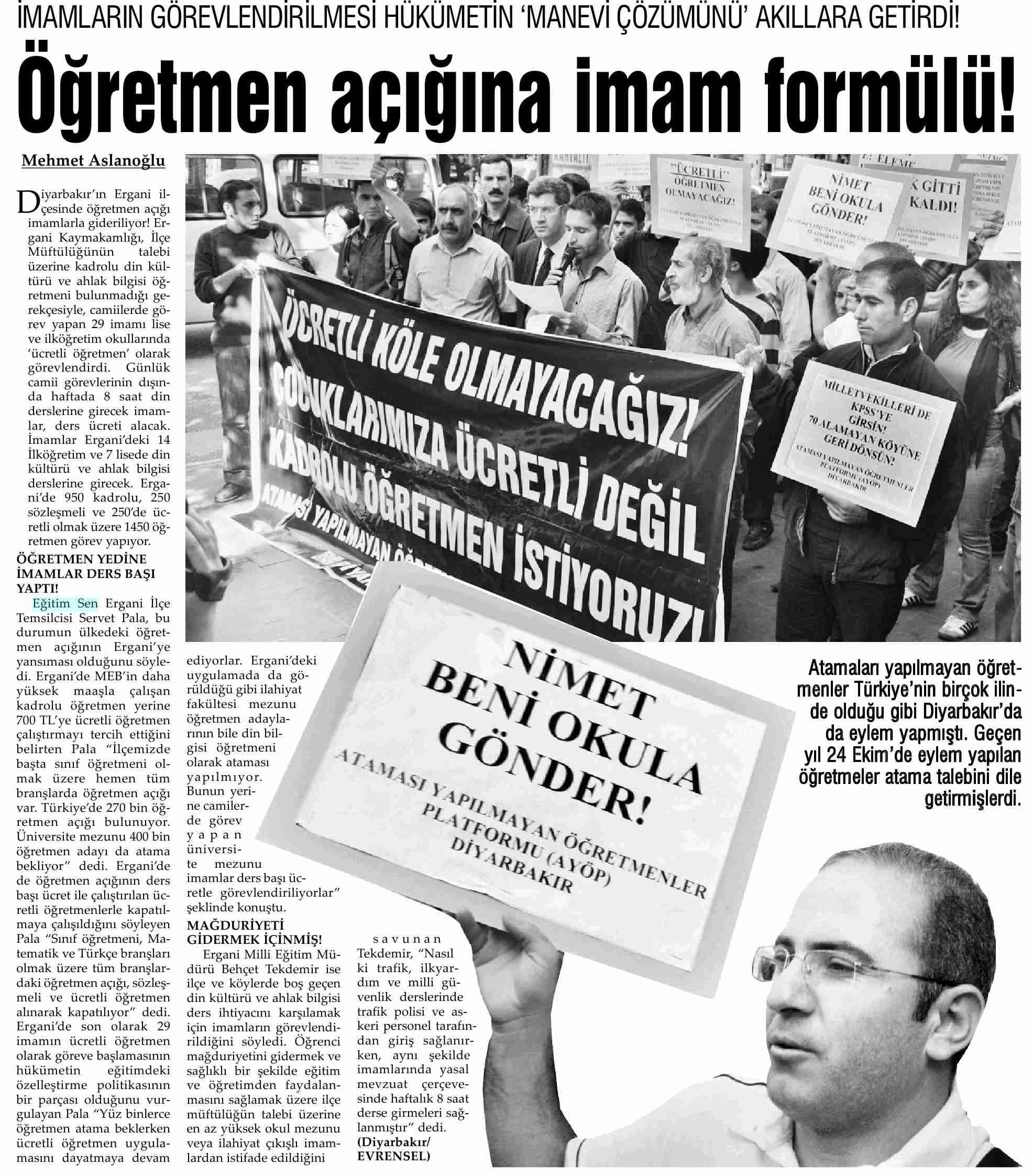 Öğretmen Açığına İmam Formülü - Evrensel