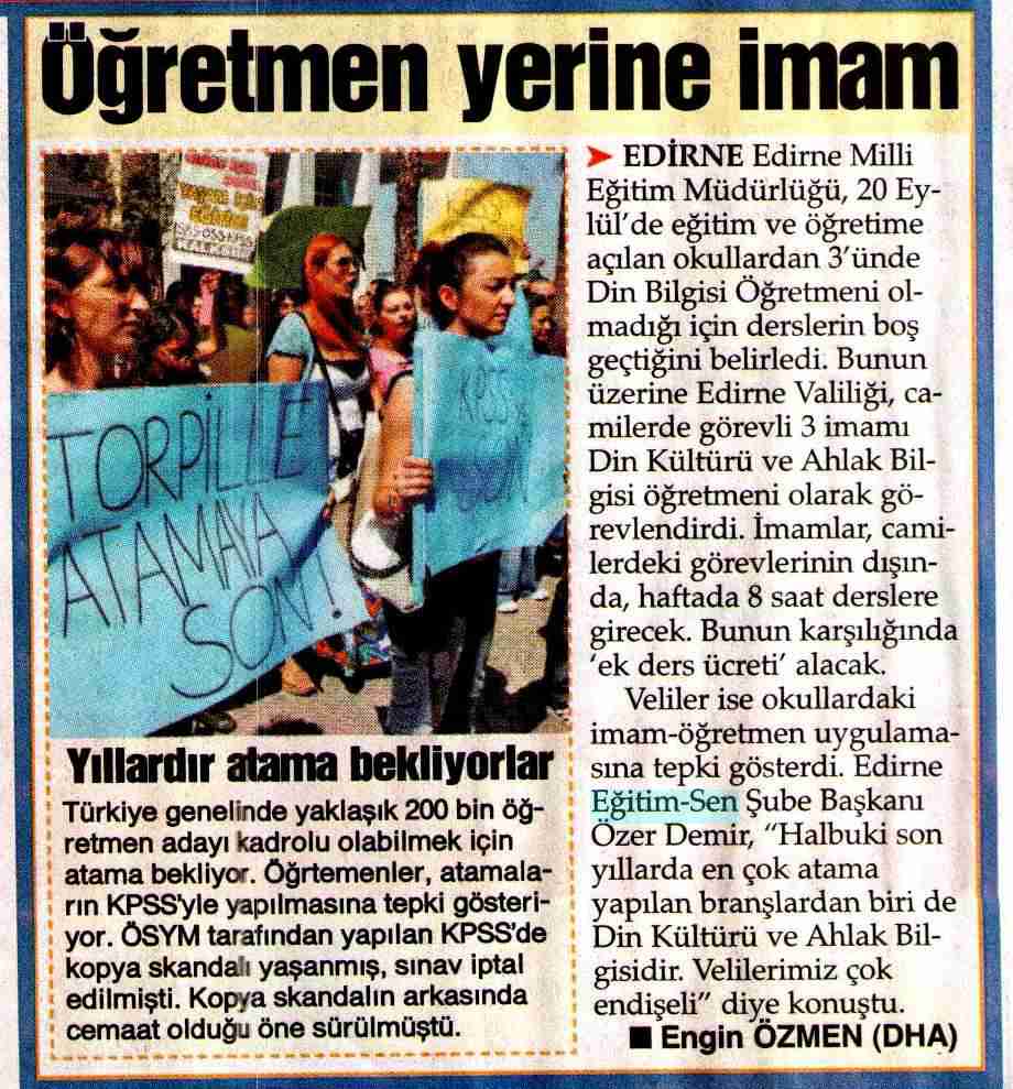 Öğretmen Yerine İmam - Sözcü