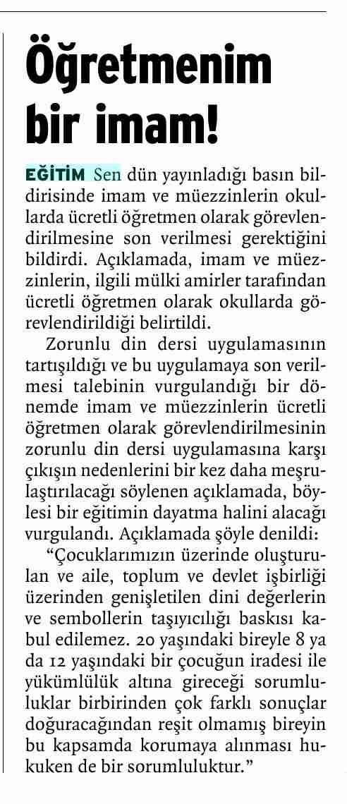 Öğretmenim Bir İmam - Birgün