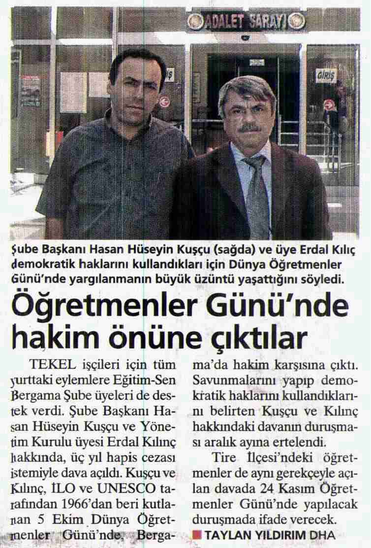 Öğretmenler Gününde Hakim Önüne Çıktılar - Milliyet Ege