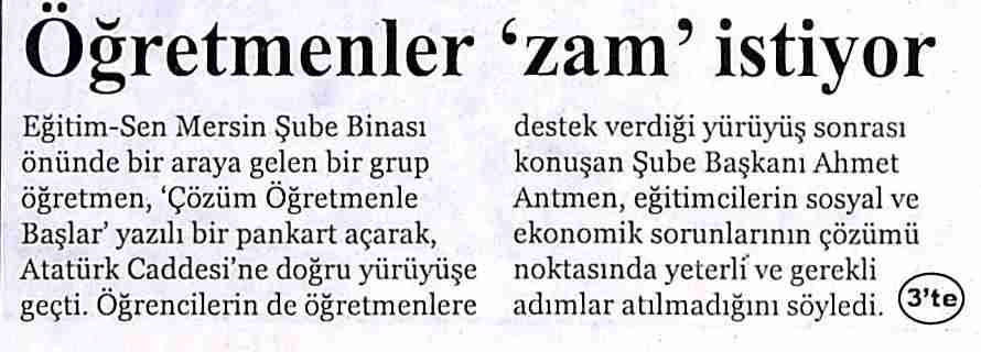 Öğretmenler Zam İstiyor - Mersin Çukurova