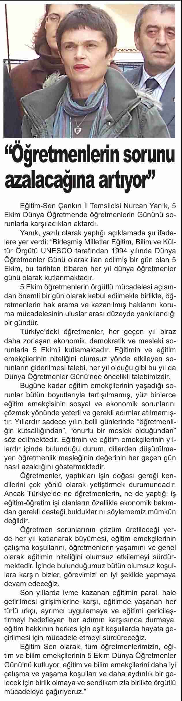 Öğretmenlerin Sorunu Azalacağına Artıyor - Karatekin Gazetesi