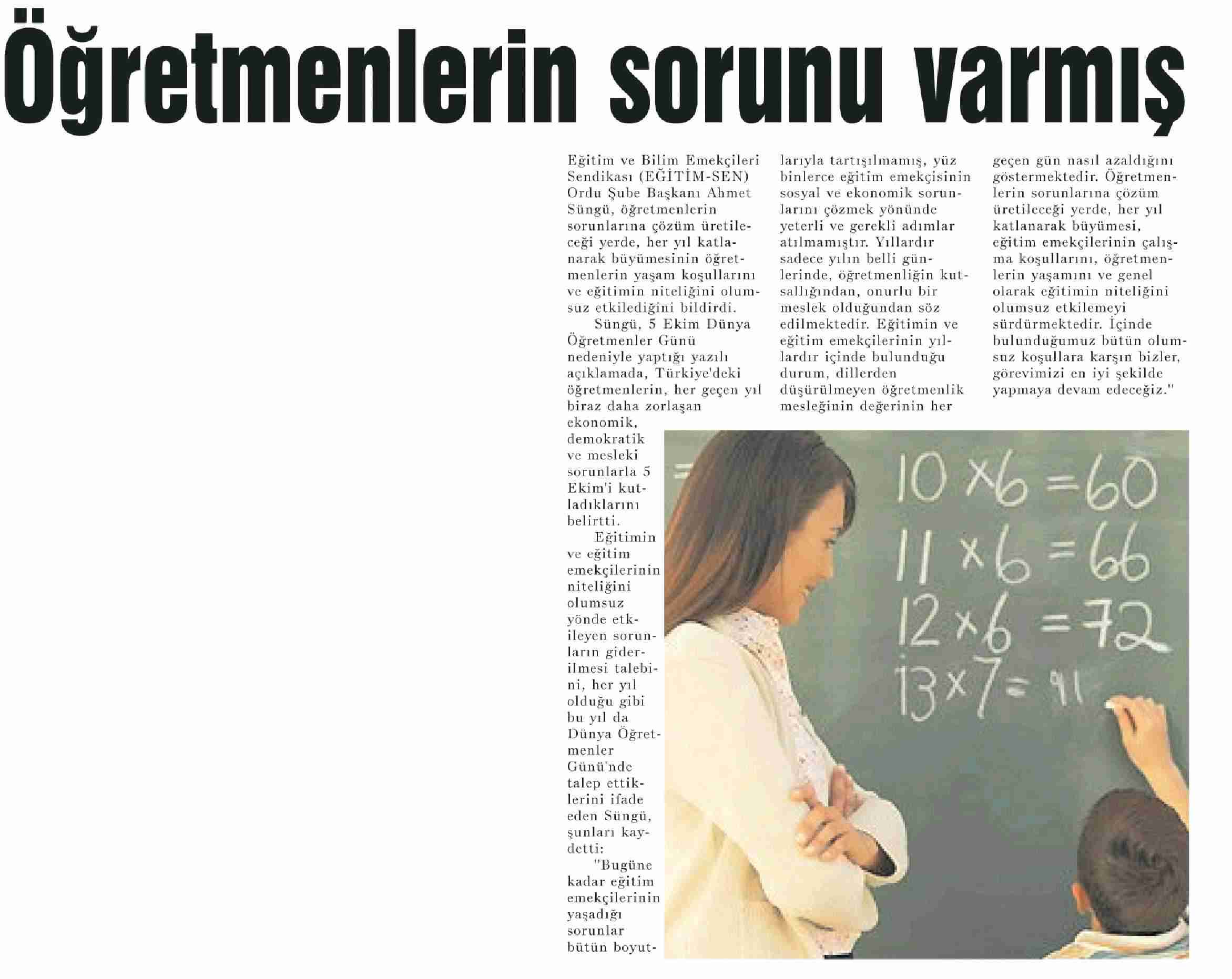Öğretmenlerin Sorunu Varmış - Ordu Yorum