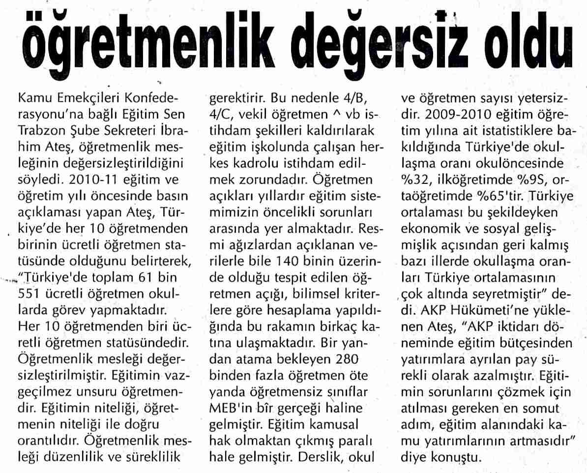 Öğretmenlik Değersiz Oldu - Türk Sesi