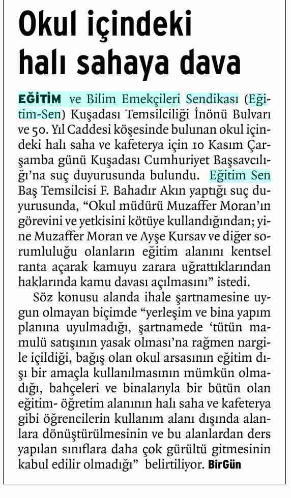 Okul İçindeki Halı Sahaya Dava - Birgün