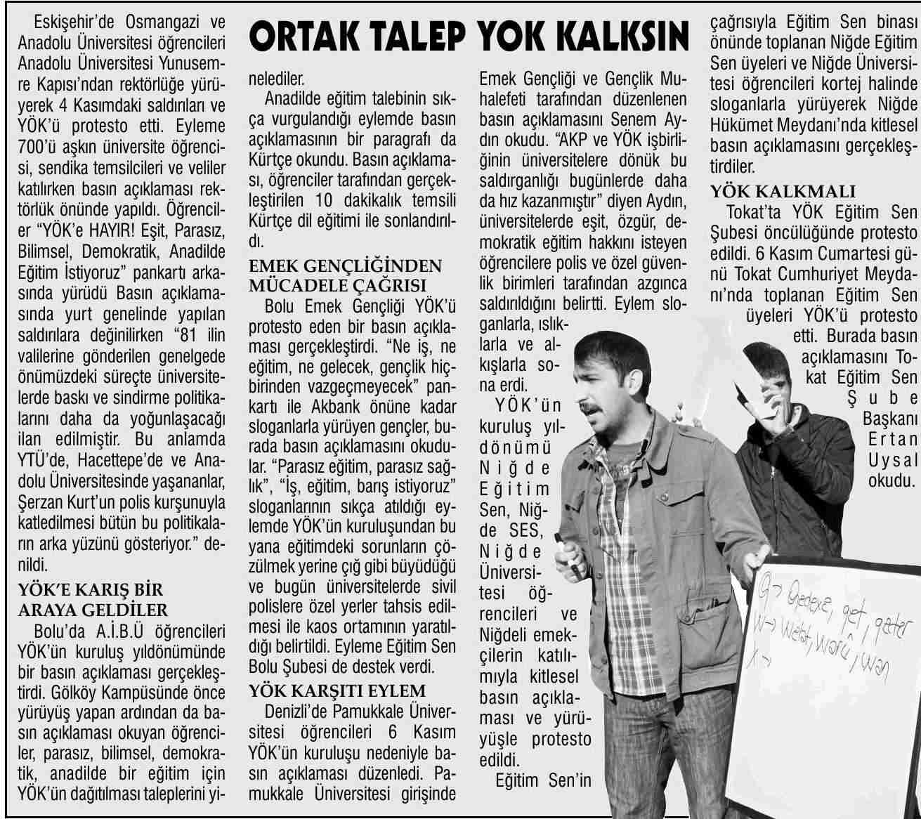 Ortak Talep YÖK Kalksın - Evrensel