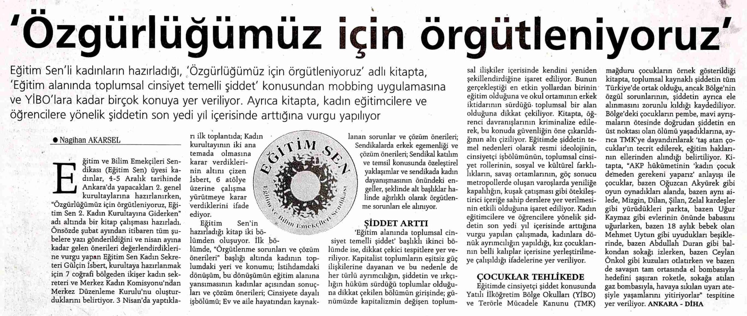 Özgürlüğümüz İçin Örgütleniyoruz - Günlük