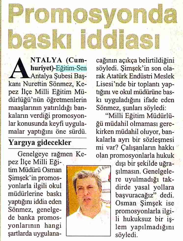 Promosyonda Baskı İddiası - Cumhuriyet Akdeniz