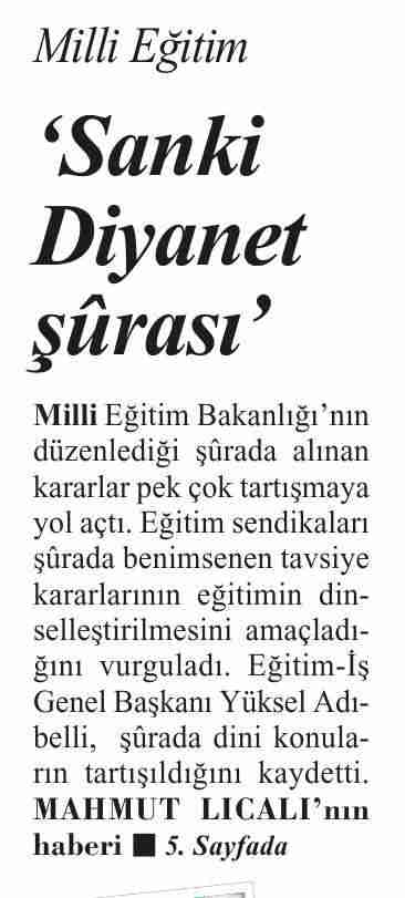 Sanki Diyanet Şurası - Cumhuriyet