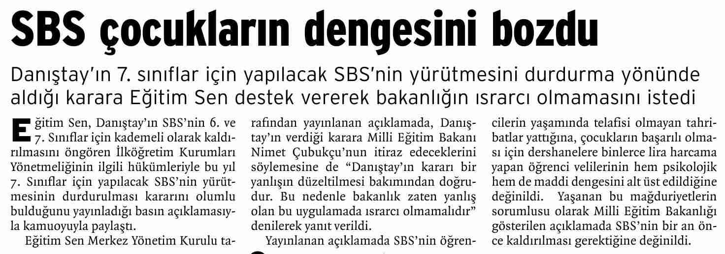 SBS Çocukların Dengesini Bozdu - Birgün