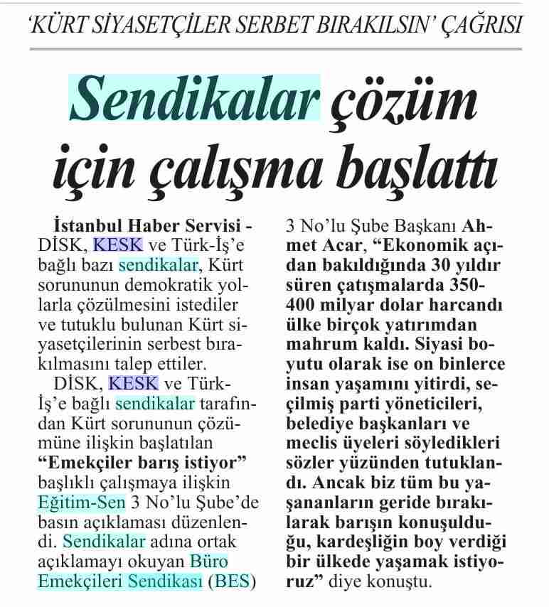 Sendikalar Çözüm İçin Çalışma Başlattı - Cumhuriyet