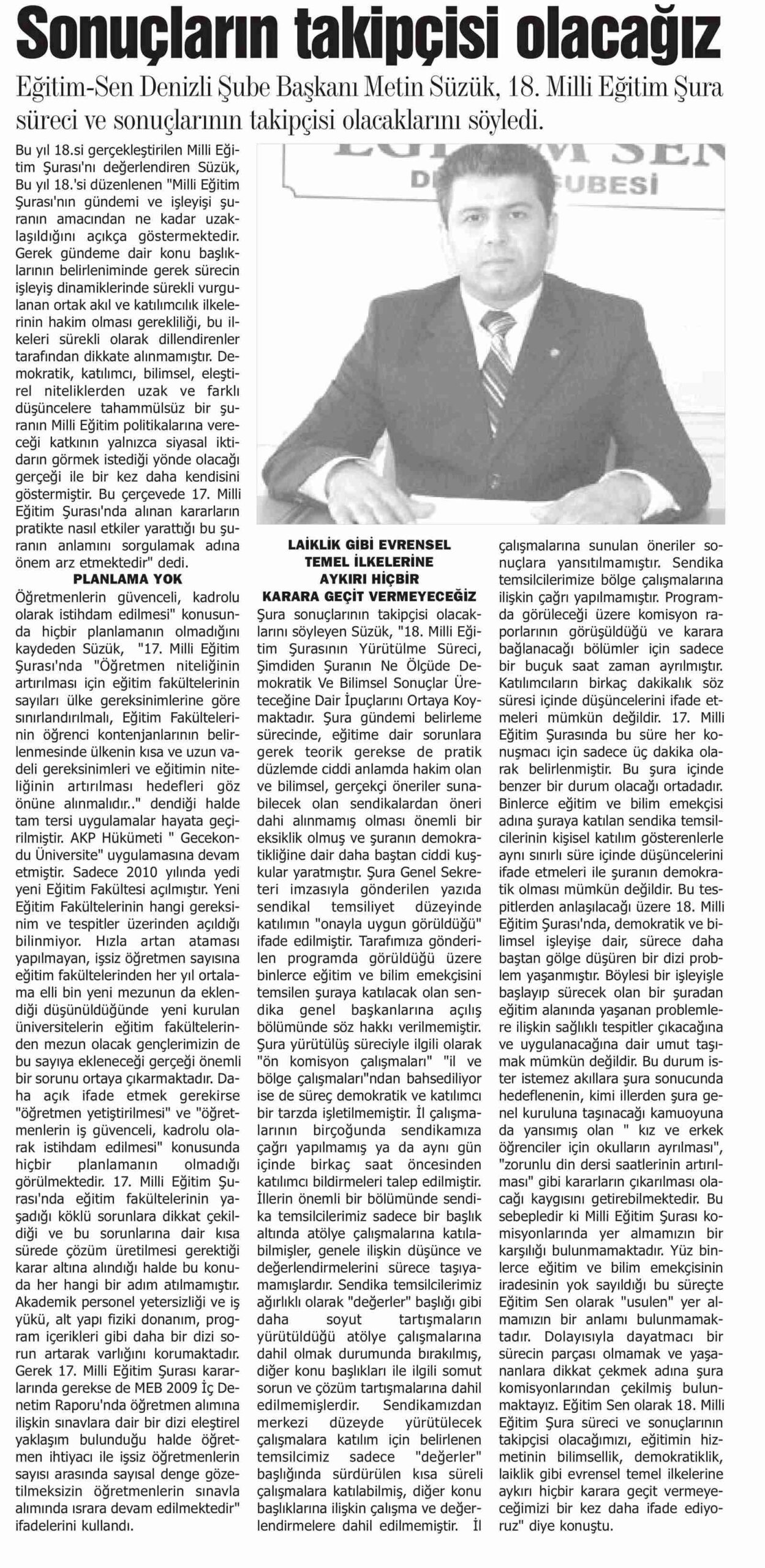 Sonuçların Takipçisi Olacağız - Gündem Denizli