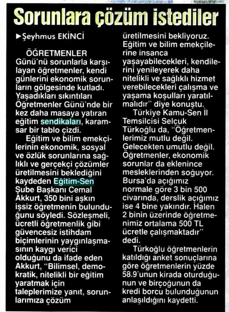 Sorunlara Çözüm İstediler - Olay Bursa