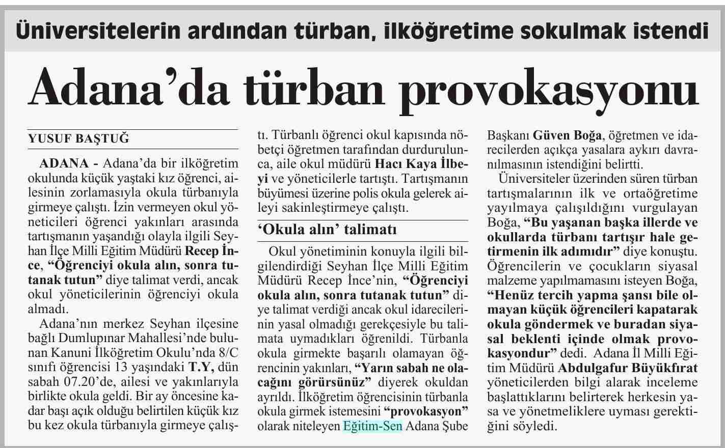 Türban Dayatması İlköğretime İndi - Cumhuriyet