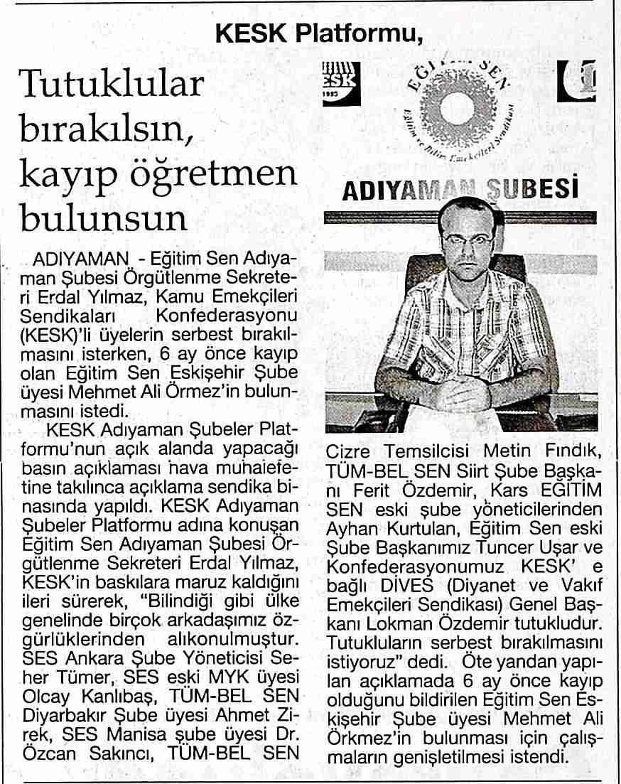 Tutuklular Bırakılsın Kayıp Öğretmen Bulunsun - İlk Haber