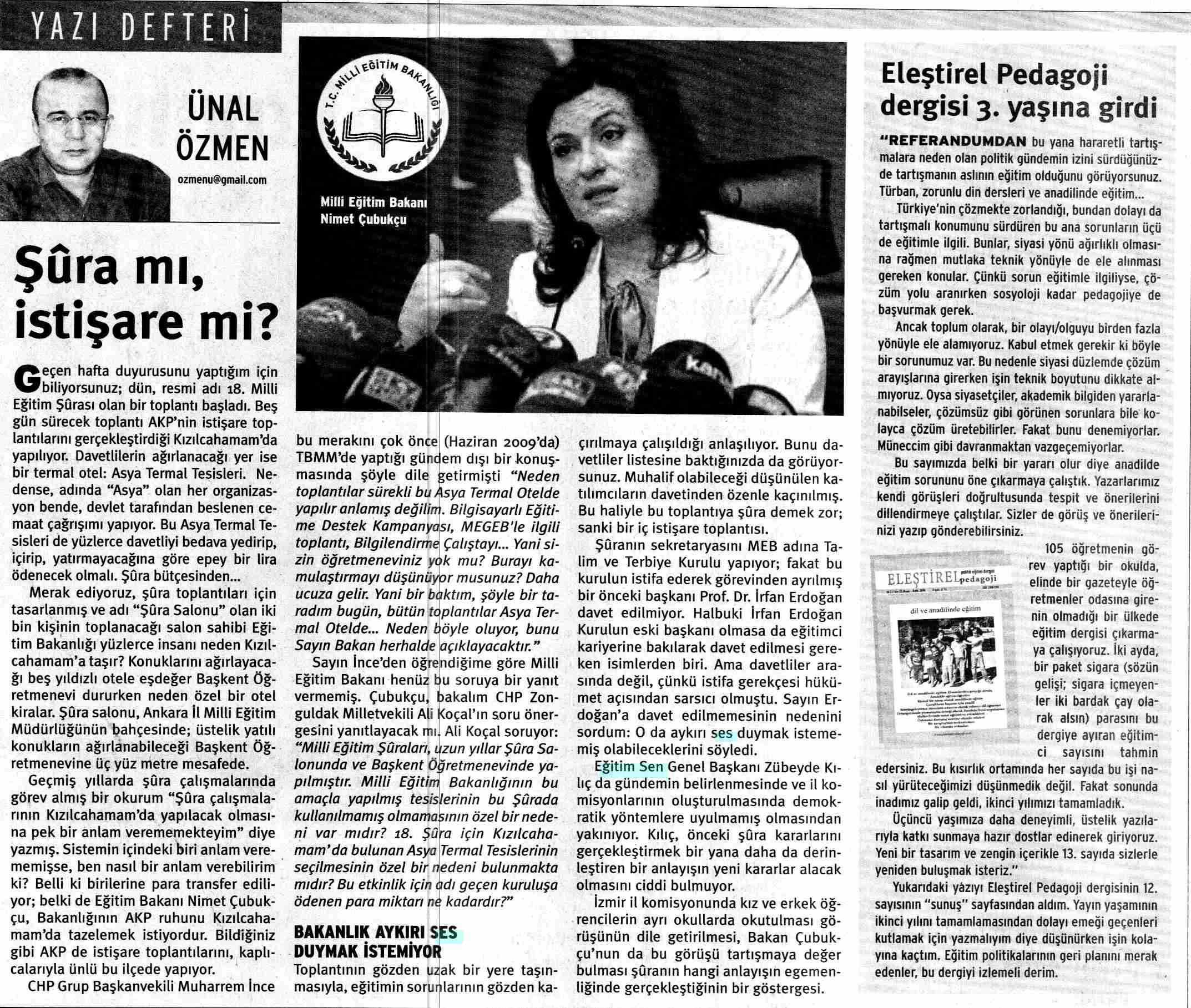 Yazı Defteri Ünal Özmen - Birgün