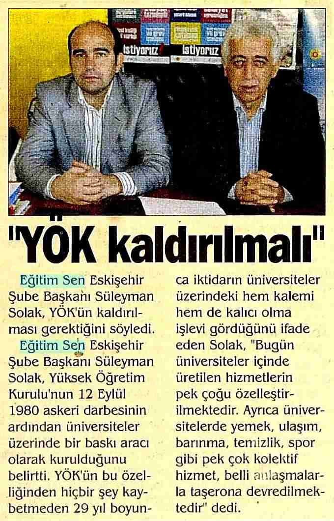 YÖK Kaldırılmalı - Eskişehir Anadolu