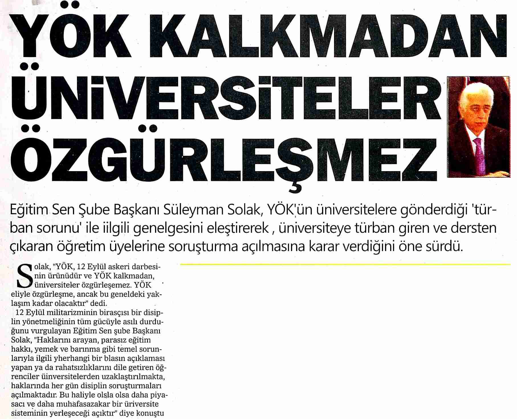 YÖK Kalkmadan Üniversiteler Özgürleşmez - İki Eylül