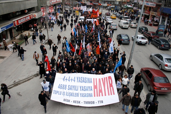 KESK, DİSK, TMMOB ve TTB: 4+4+4'e, 4688'e, Toplu İş İlişkileri Yasasına Hayır!
