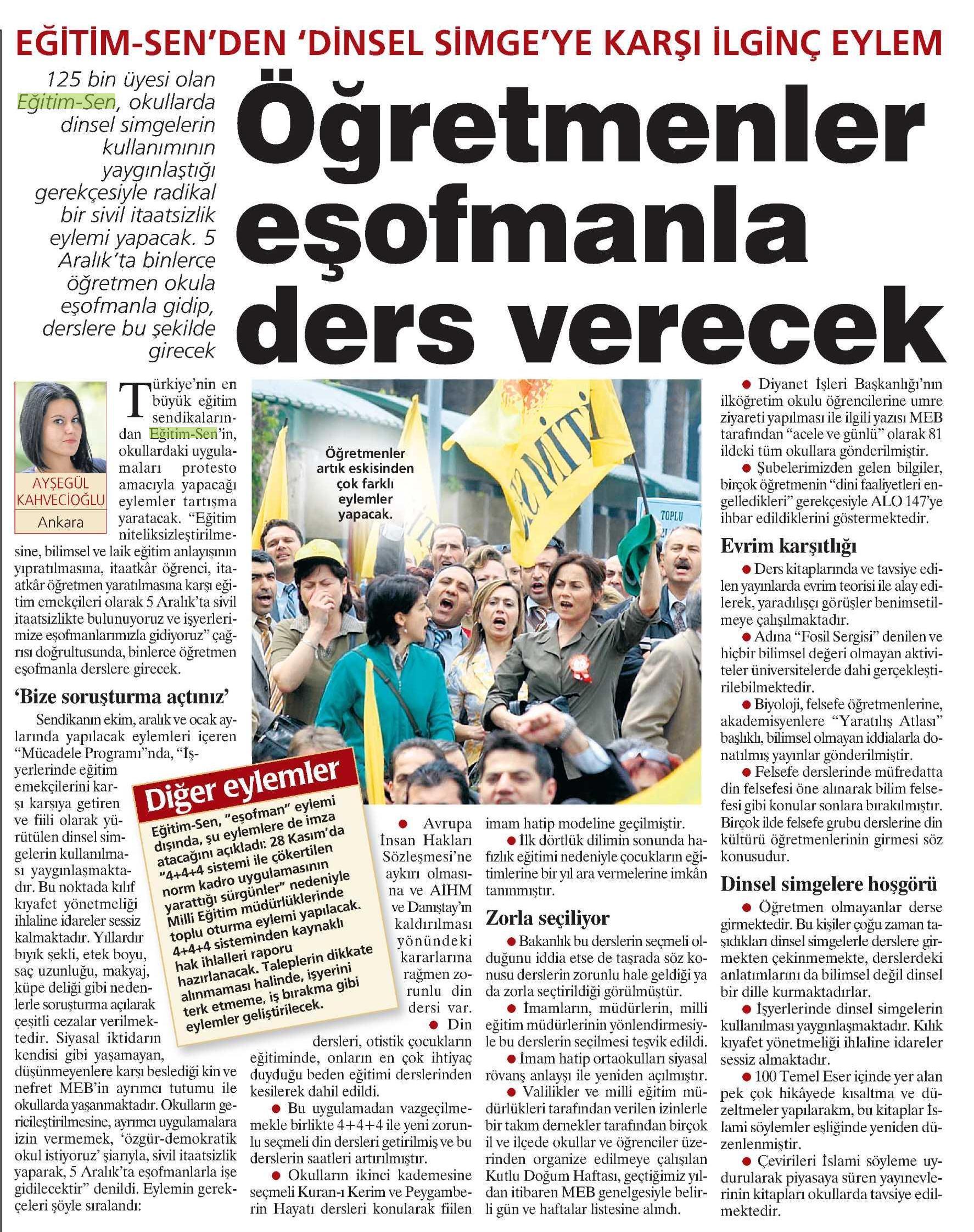 Öğretmenlerden Eşofmanlı Eylem - Milliyet