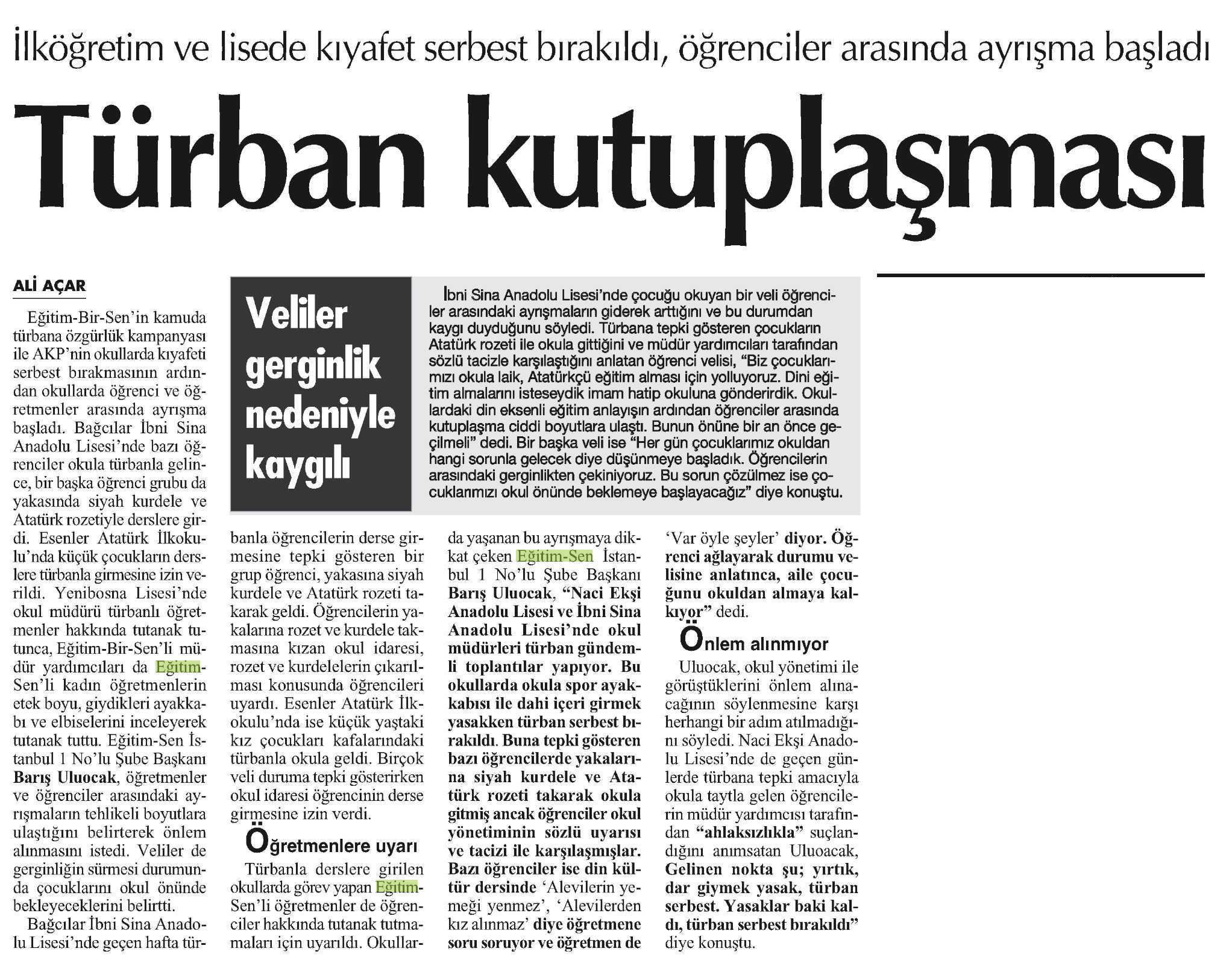 Türban Kutuplaşması - Cumhuriyet