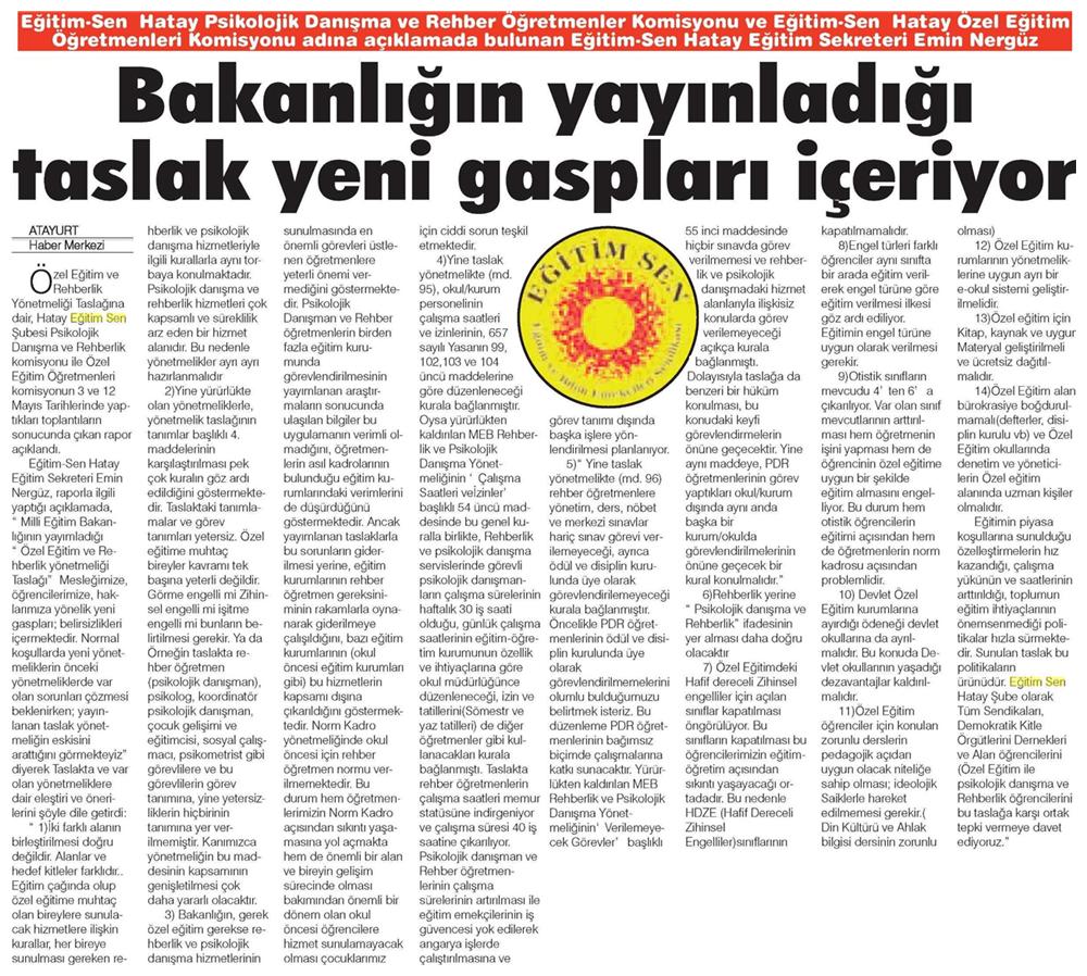 Bakanlığın Yayınladığı Taslak Yeni Gaspları İçeriyor - Atayurt Gazetesi