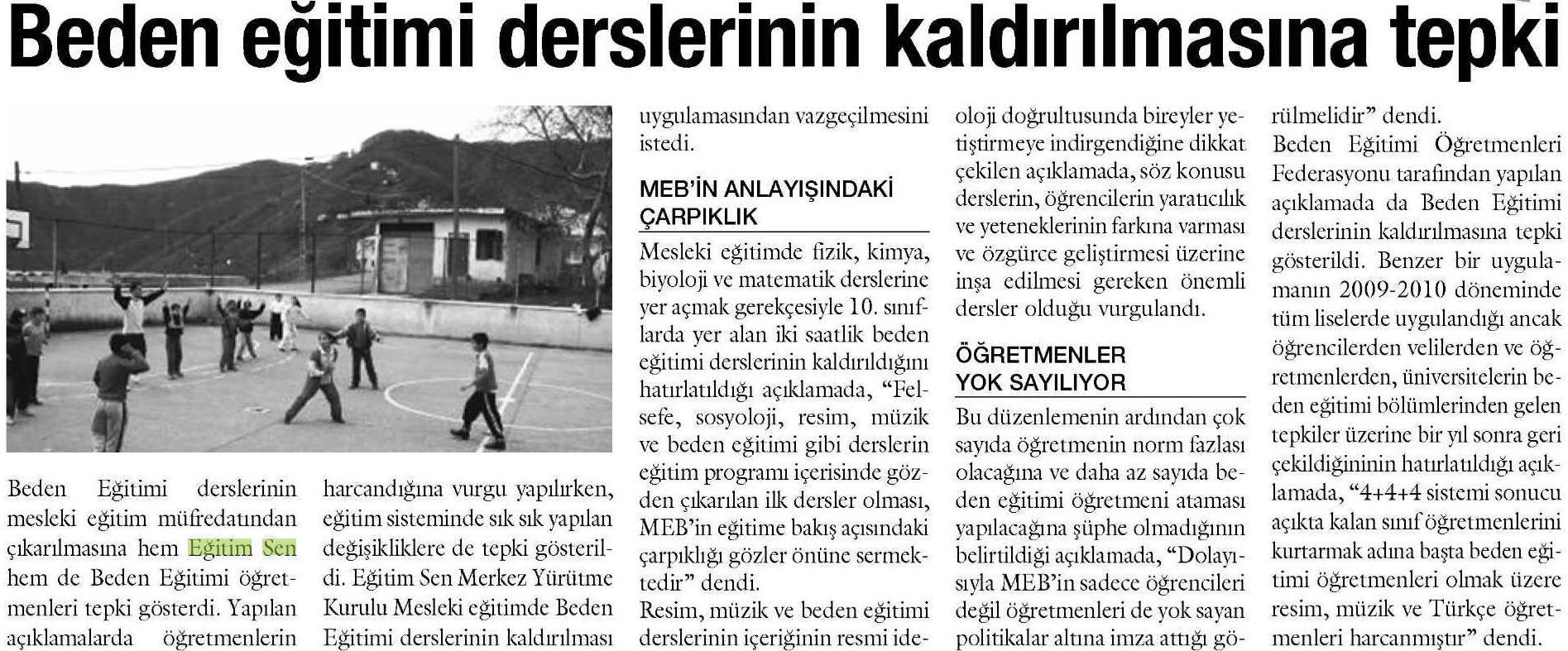 Beden Eğitimi Derslerinin Kaldırılmasına Tepki - Sol