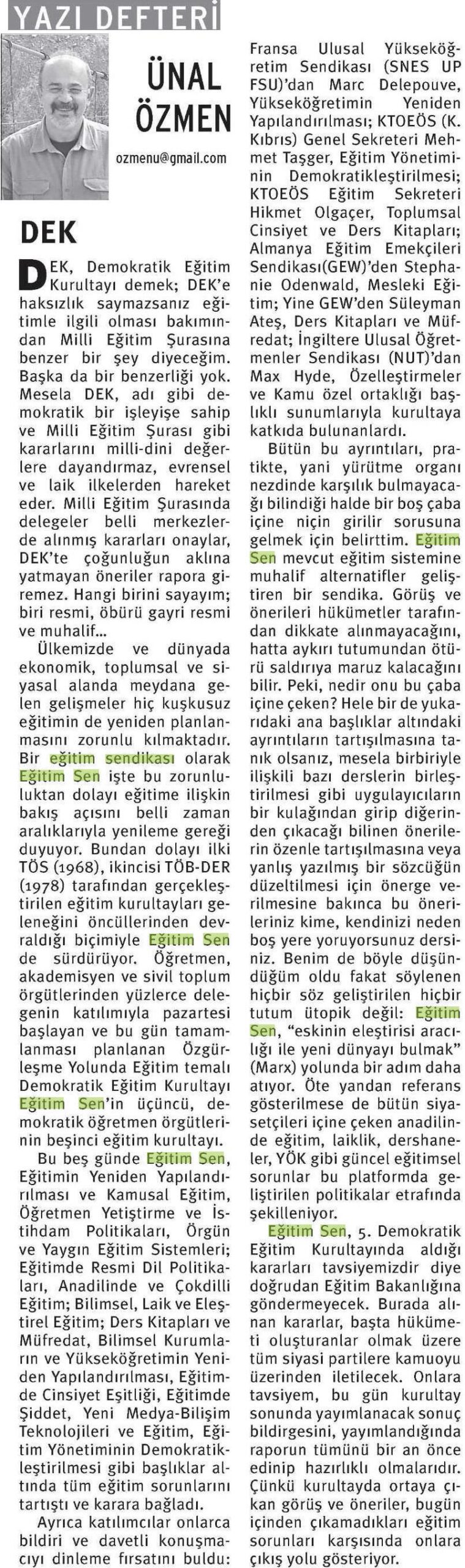 Dek / Ünal Özmen - Birgün