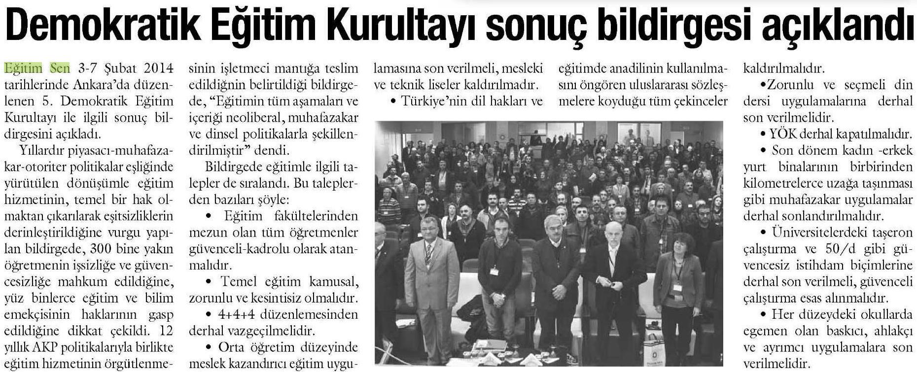 Demokratik Eğitim Kurultayı Sona Erdi - Sol