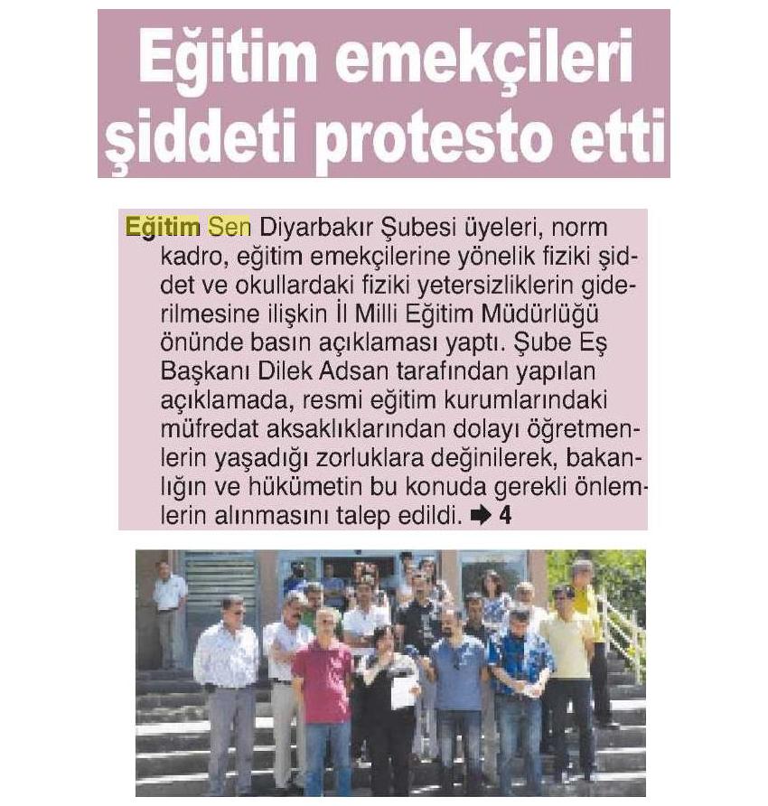 Eğitim Emekçileri Şiddeti Protesto Etti - Diyarbakır Özgür Haber
