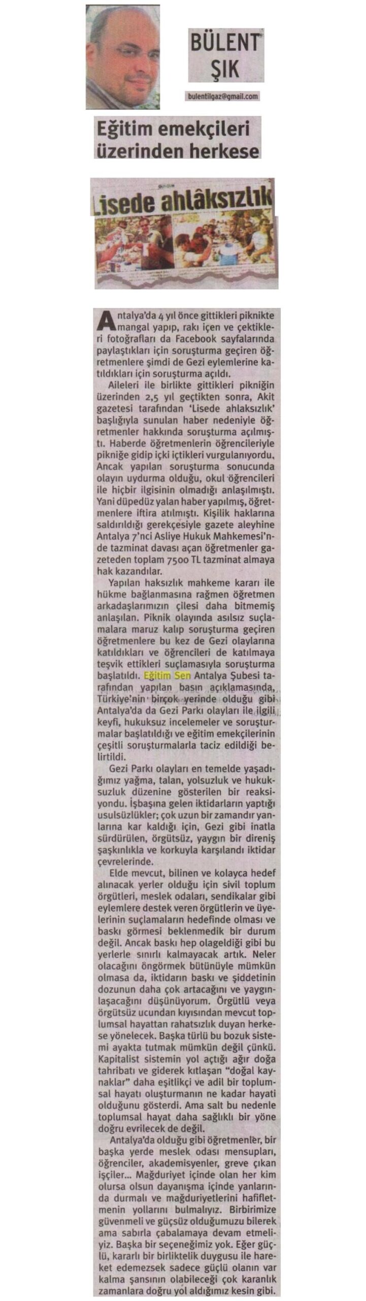 Eğitim Emekçileri Üzerinden Herkese - Bülent Şık / Birgün