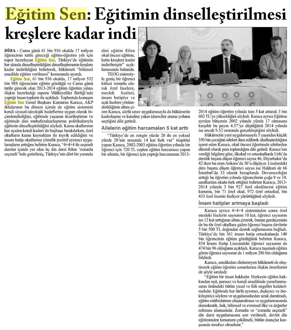 Eğitim Sen: Eğitimin Dinselleştirilmesi Kreşlere Kadar İndi - Diyarbakır Özgür Haber