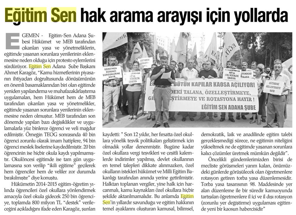Eğitim Sen Hak Arama Arayışı İçin Yollarda - Egemen Gazetesi
