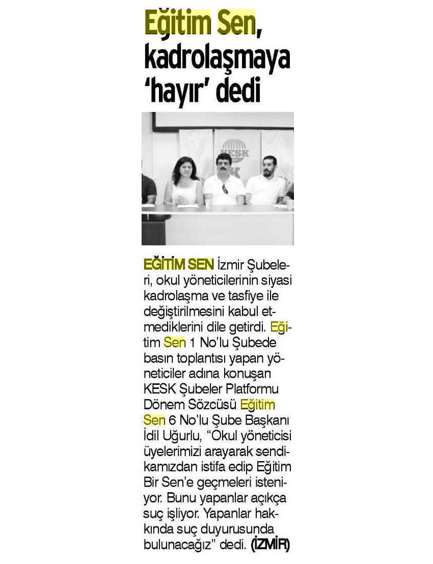 Eğitim Sen Kadrolaşmaya Hayır Dedi - Evrensel