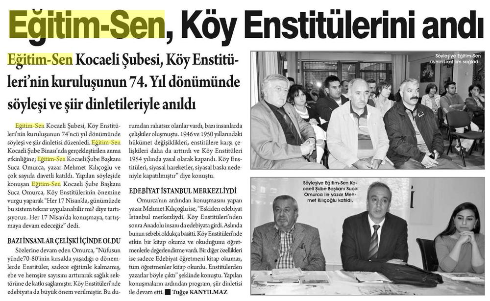 Eğitim Sen Köy Enstitülerini Andı - Bizim Yaka