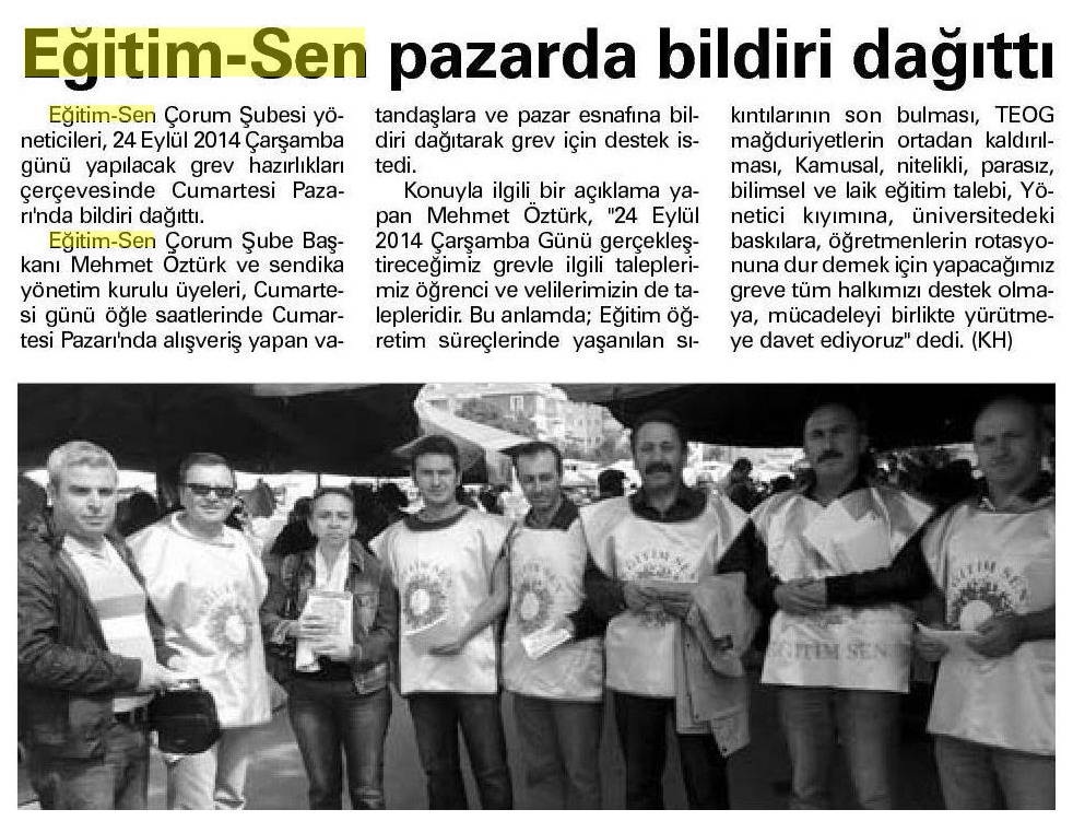 Eğitim Sen Pazarda Bildiri Dağıttı - Kent Haber (Çorum)