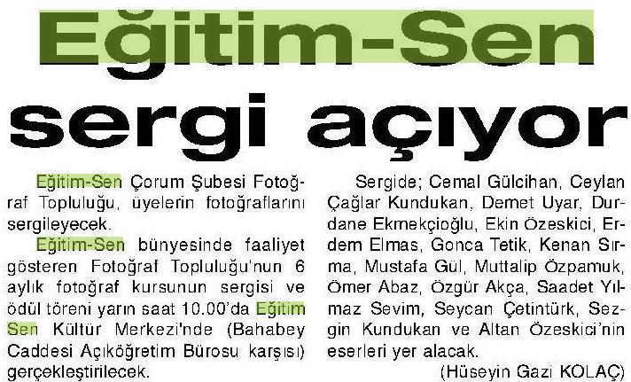 Eğitim Sen Sergi Açıyor - Çorum Haber