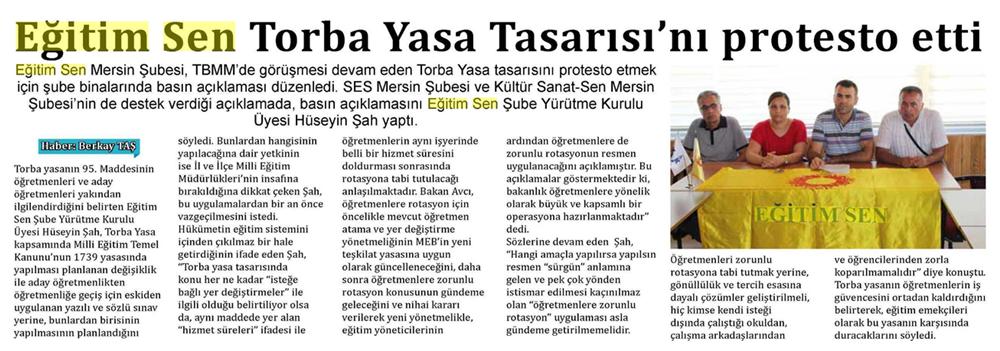 Eğitim Sen Torba Yasa Tasarısını Protesto Etti - Mersin Hakimiyet