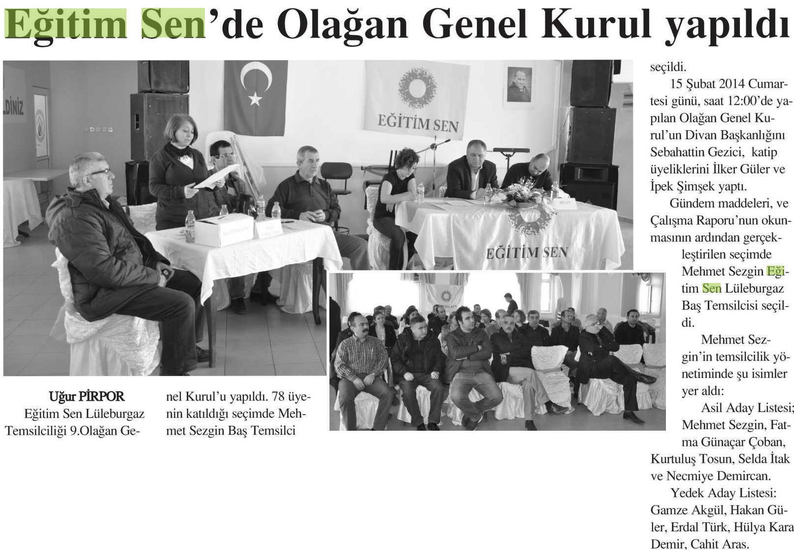 Eğitim Sen'de Olağan Genel Kurul Yapıldı - Lüleburgaz Görünüm