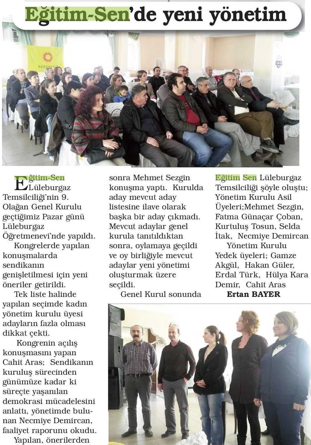 Eğitim Sen'de Yeni Yönetim - Hürfikir Gazetesi