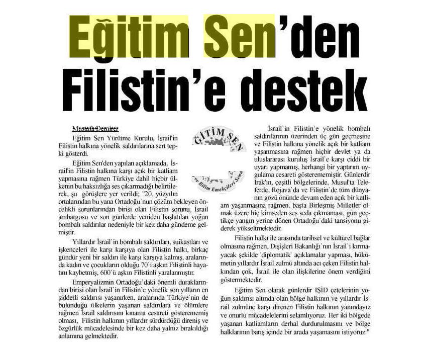 Eğitim Sen'den Filistin'e Destek - Çorum Hakimiyet