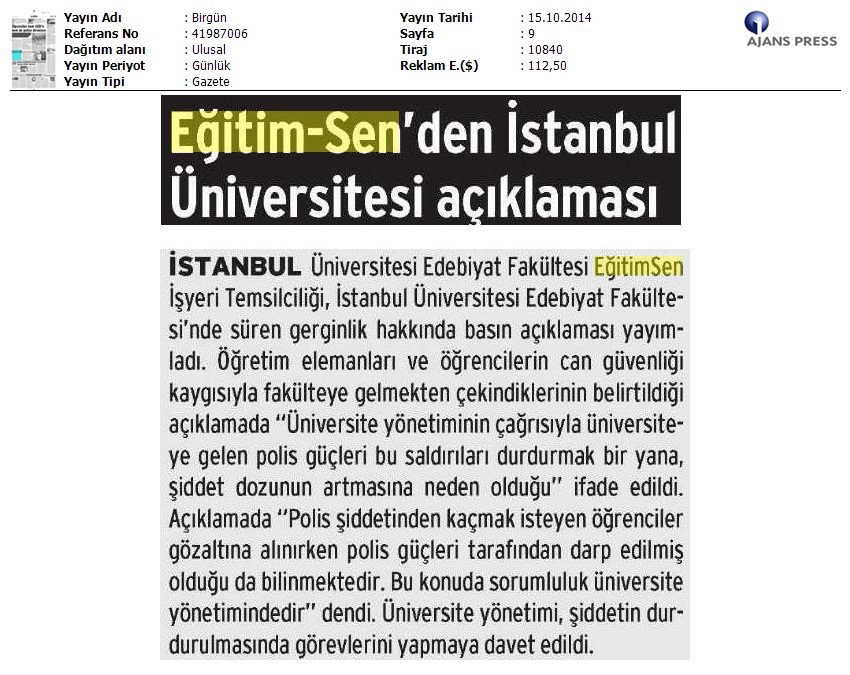 Eğitim Sen'den İstanbul Üniversitesi Açıklaması - Birgün