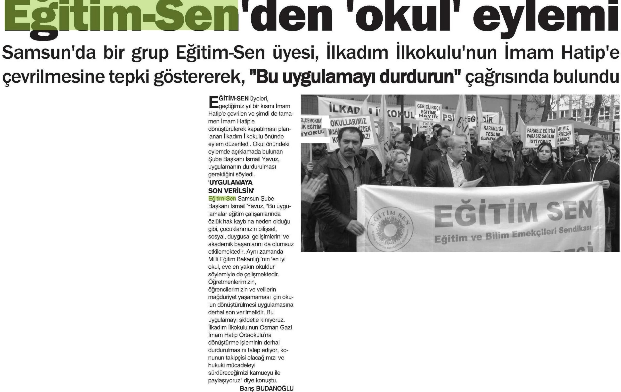 Eğitim Sen'den Okul Eylemi - Samsun Ekip Gazetesi