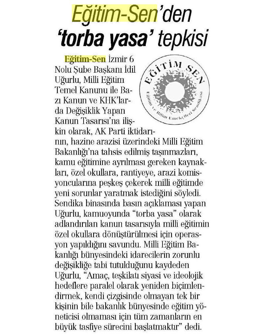 Eğitim Sen'den Torba Yasa Tepkisi - Günboyu