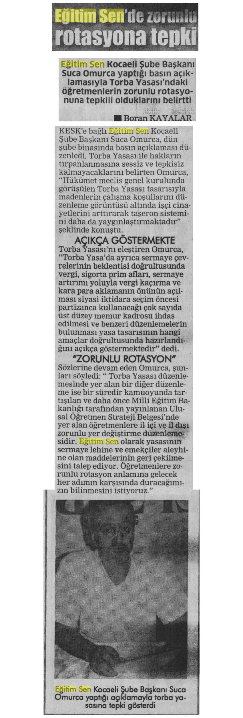 Eğitim Sen'den Zorunlu Rotasyona Tepki - Kocaeli Demokrat