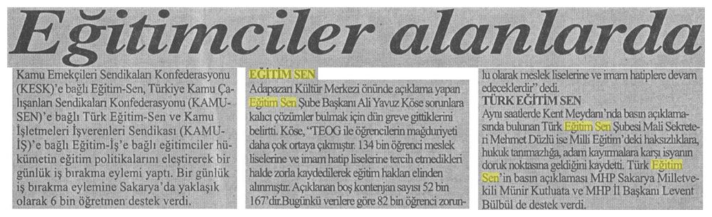 Eğitimciler Alanlarda - Bizim Sakarya