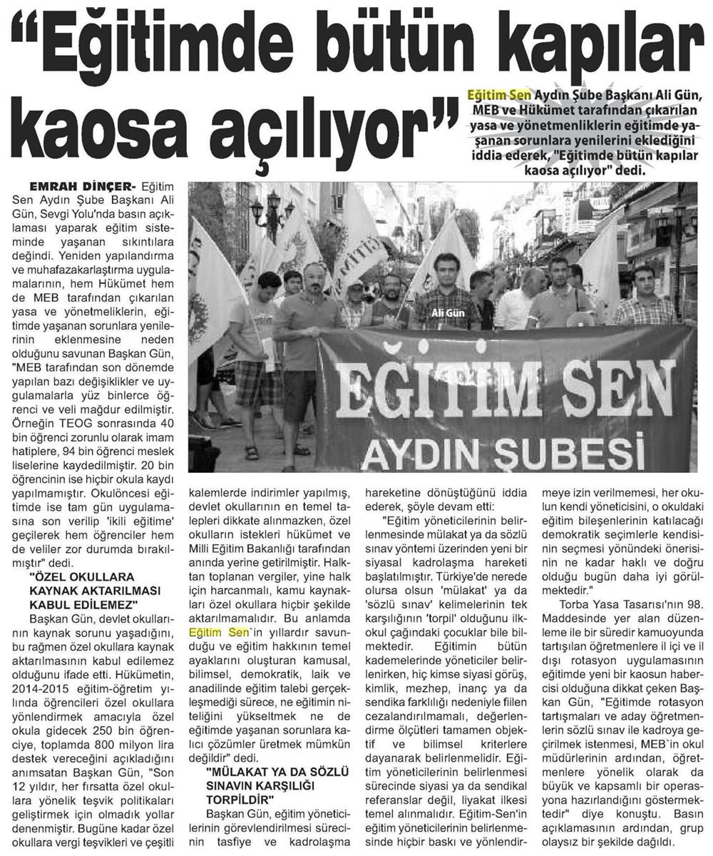 Eğitimde Bütün Kapılar Kaosa Açılıyor - Aydın Hedef