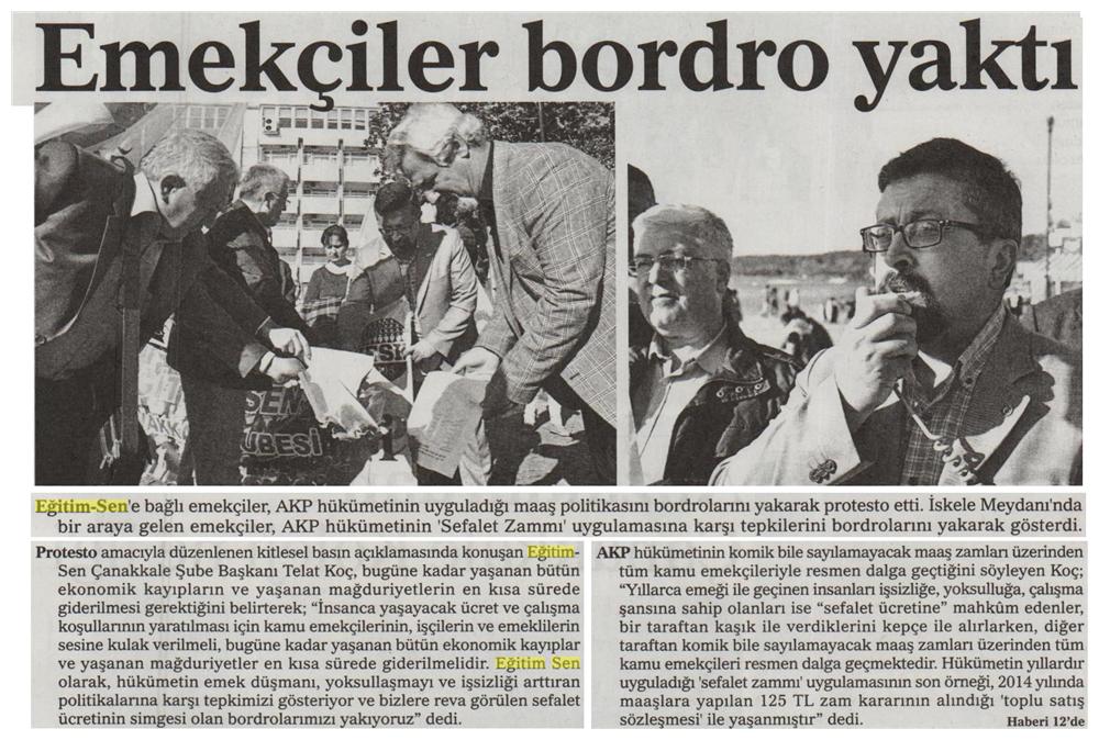 Emekçiler Bordro Yaktı - Çanakkale Olay